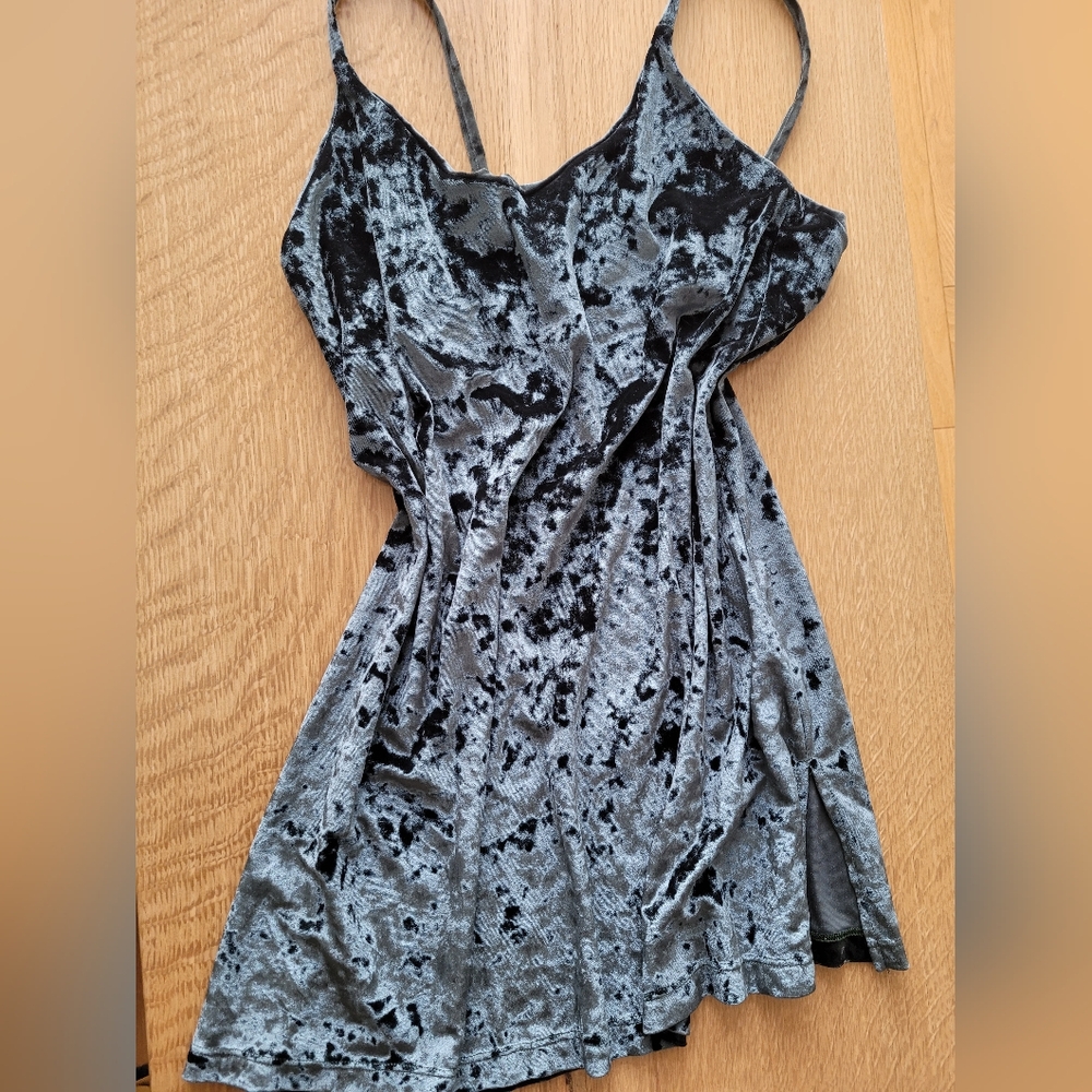 Velvet slip dress / nightgown | Teal blue-green | Sokoloff